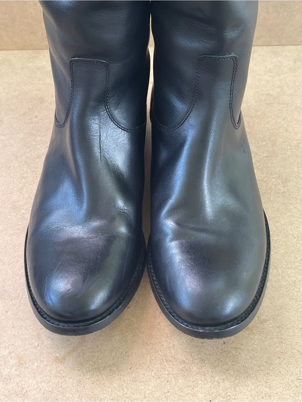 Frye Melissa Button Back Zip Black Leather Riding Boots Womens 8 B 4001